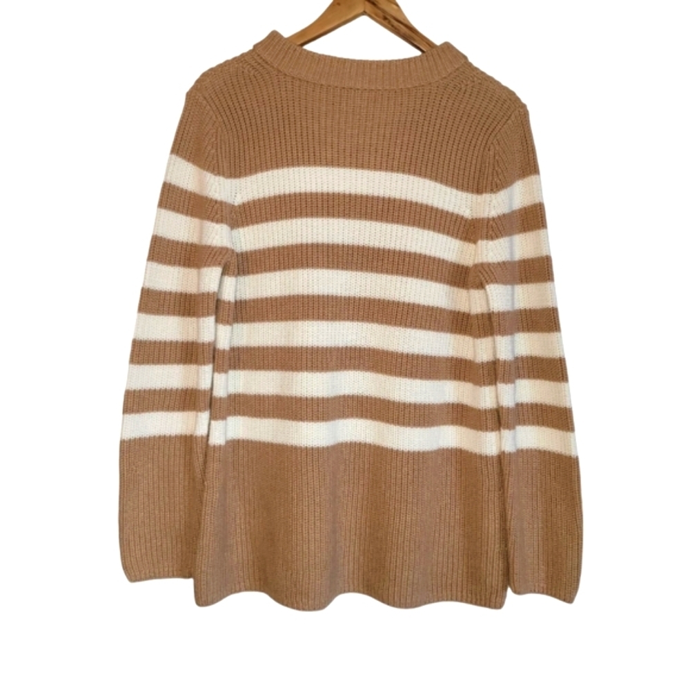 Large TALBOTS 100% Cotton Striped Women's Medium weight Sweater